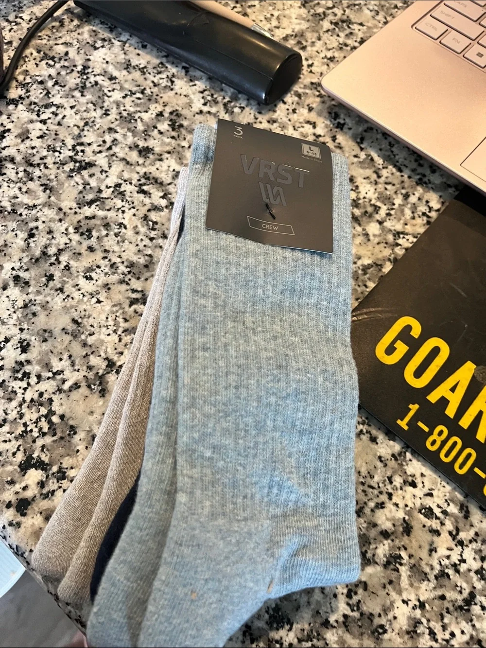 VRST Men's 3-Pack Athletic Crew Socks - Grey & Navy